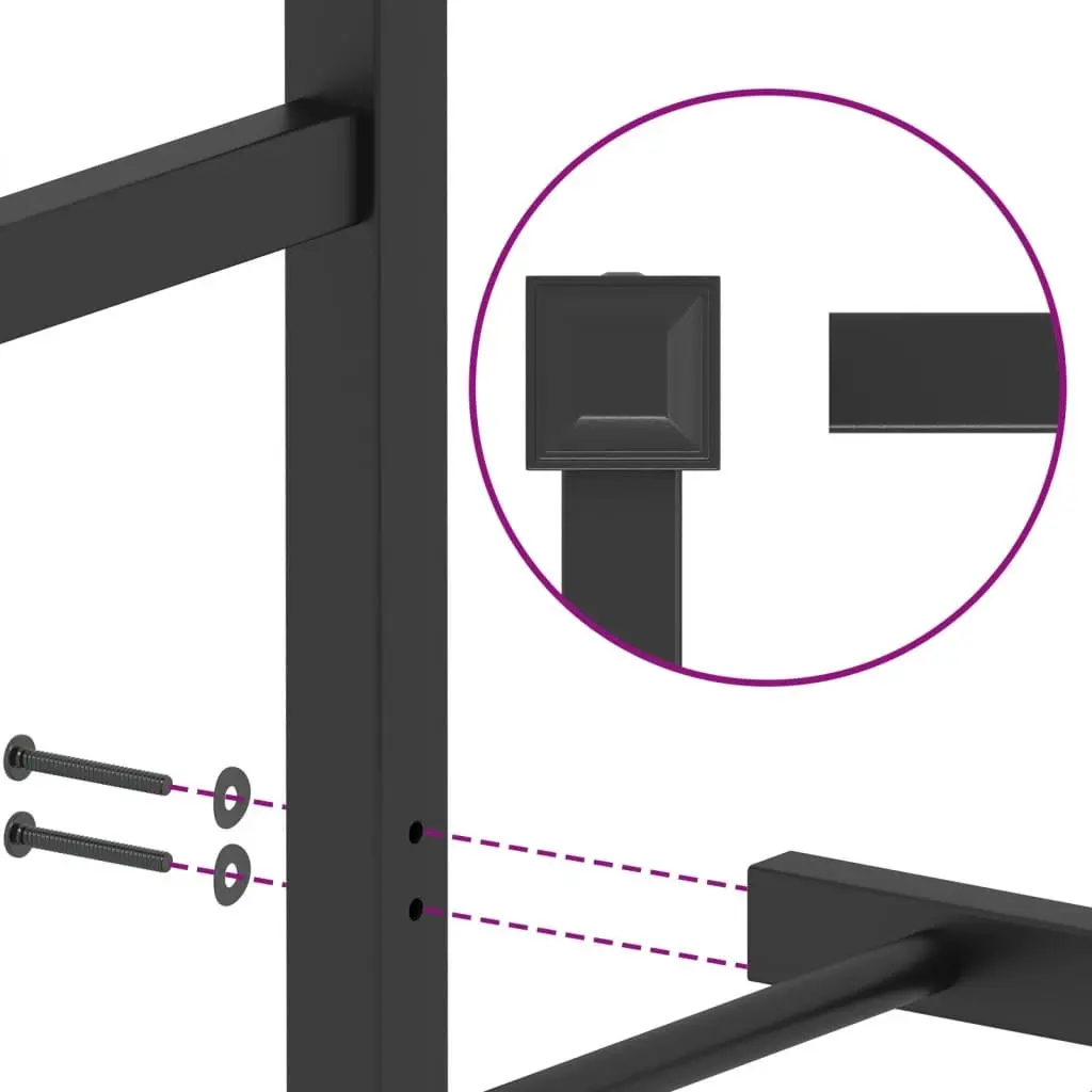 Black Steel Bed Frame 150x200 cm with Headboard