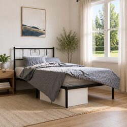 Elegant Black Metal Bed Frame King Single 107x203 cm