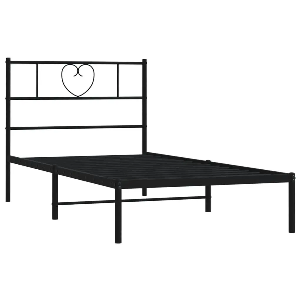 Metal Bed Frame Black King Single 107x203 cm Powder-coated Steel