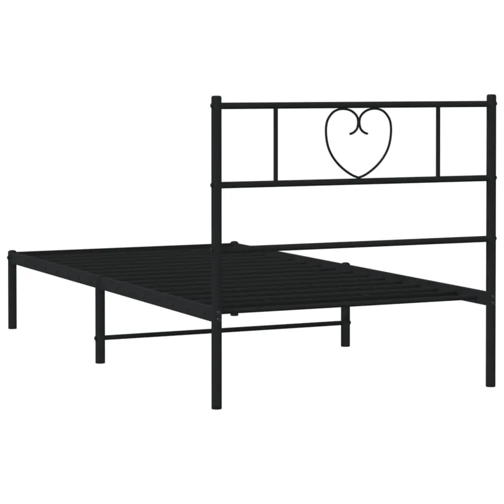 Metal Bed Frame Black King Single 107x203 cm Powder-coated Steel