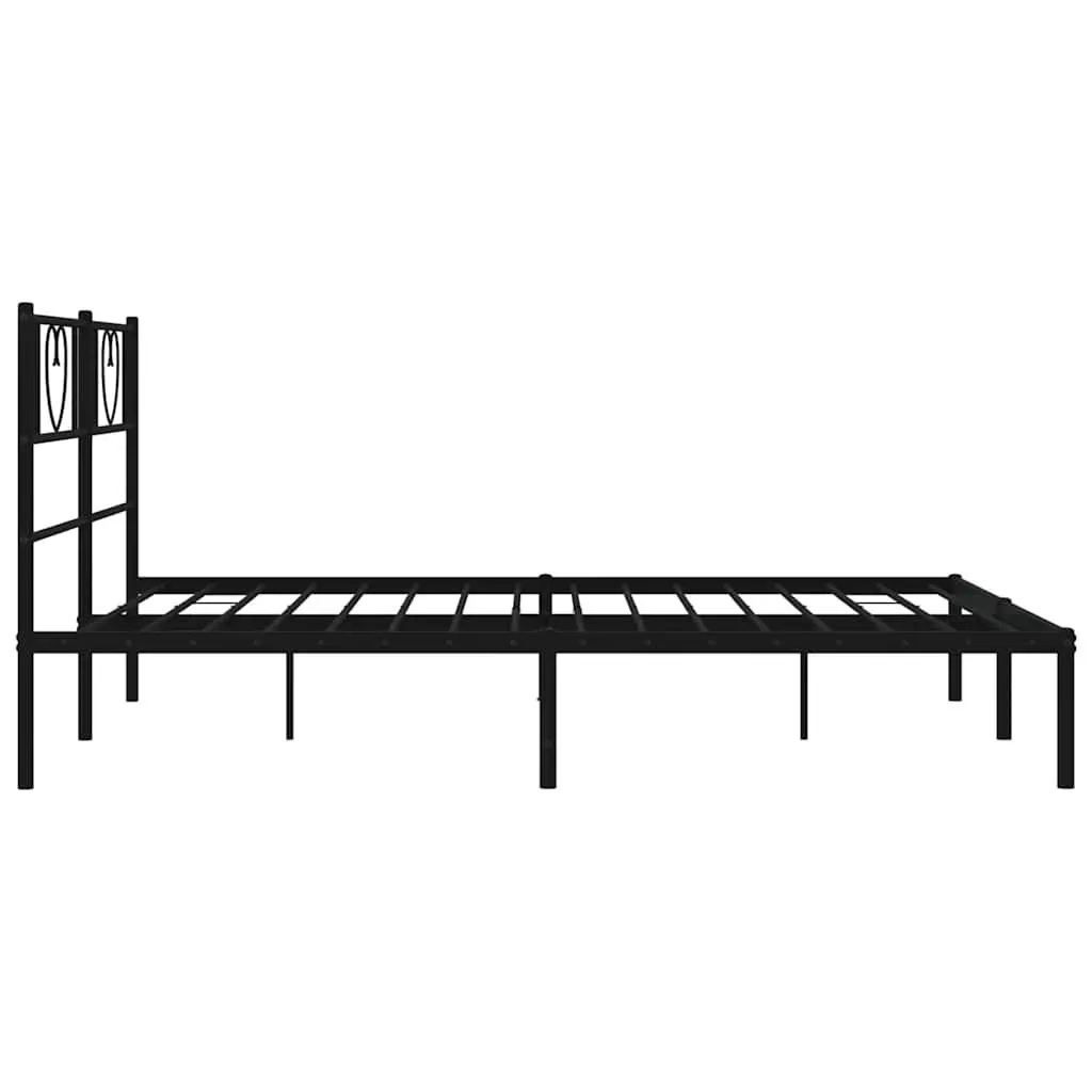 Metal Bed Frame with Headboard Black 150x200 cm Platform Bedroom Furniture