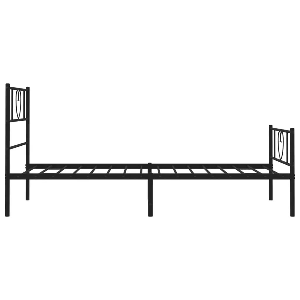 Metal Bed Frame Black 107x203 cm Powder-coated Steel with Headboard and Footboard