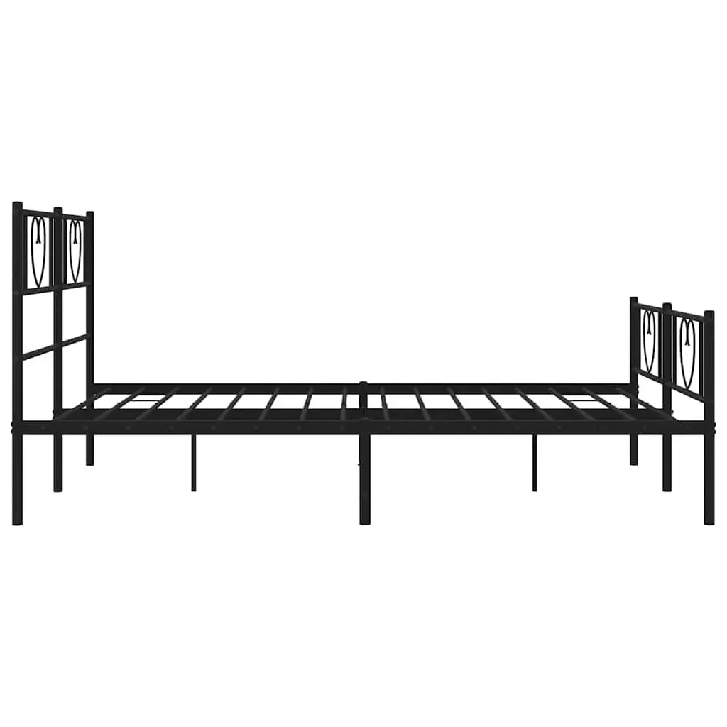 Black Metal Bed Frame 135x190 cm with Footboard