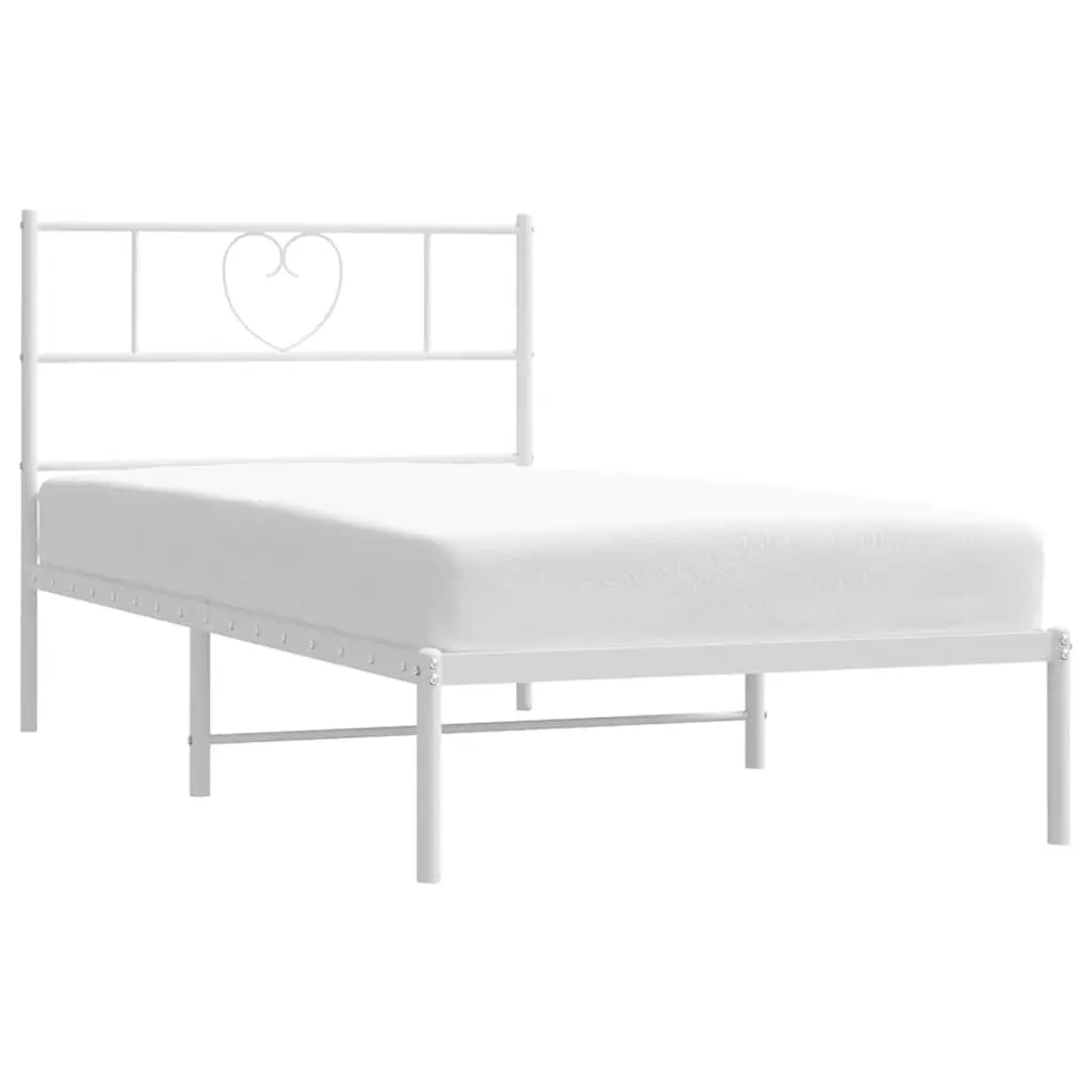 Metal Bed Frame King Single White 107x203 cm Steel Slatted Base