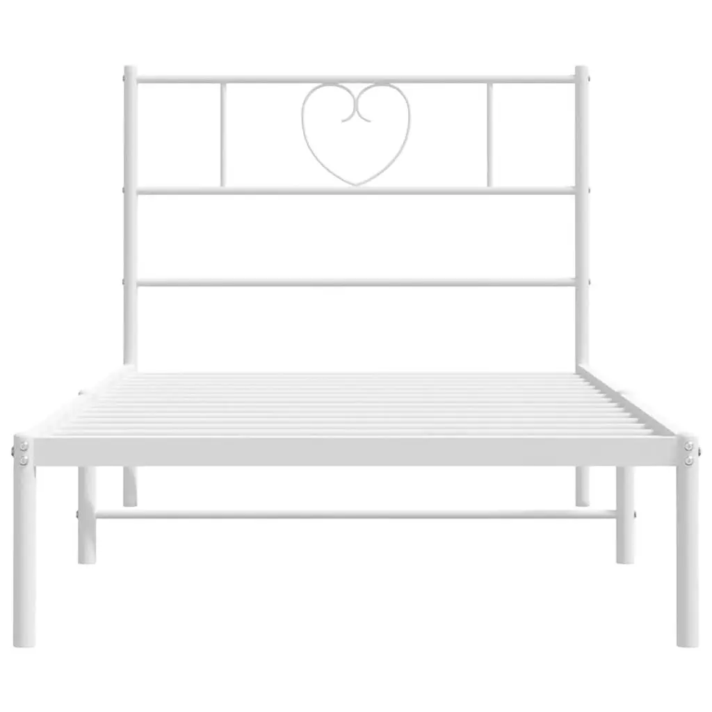 Metal Bed Frame King Single White 107x203 cm Steel Slatted Base