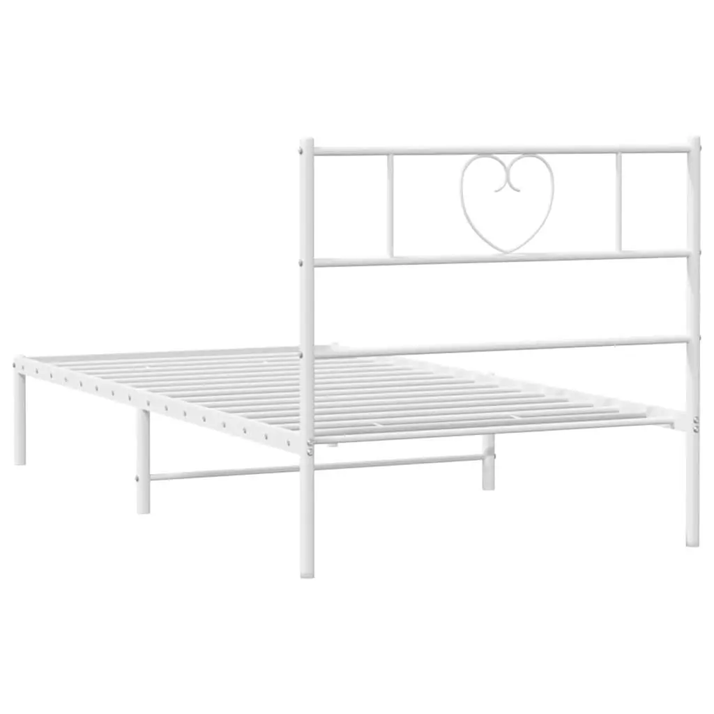 Metal Bed Frame King Single White 107x203 cm Steel Slatted Base