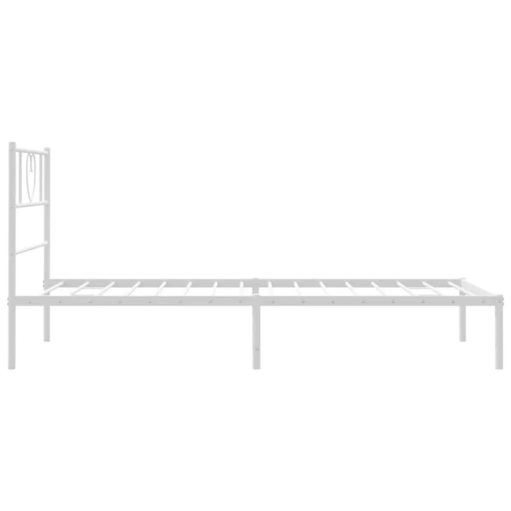 Metal Bed Frame King Single White 107x203 cm Steel Slatted Base