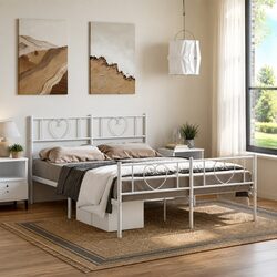 Classic White Metal Bed Frame 150x200 cm
