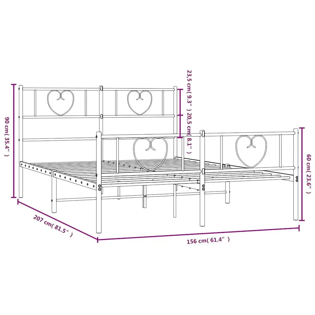 White Metal Bed Frame 150x200 cm
