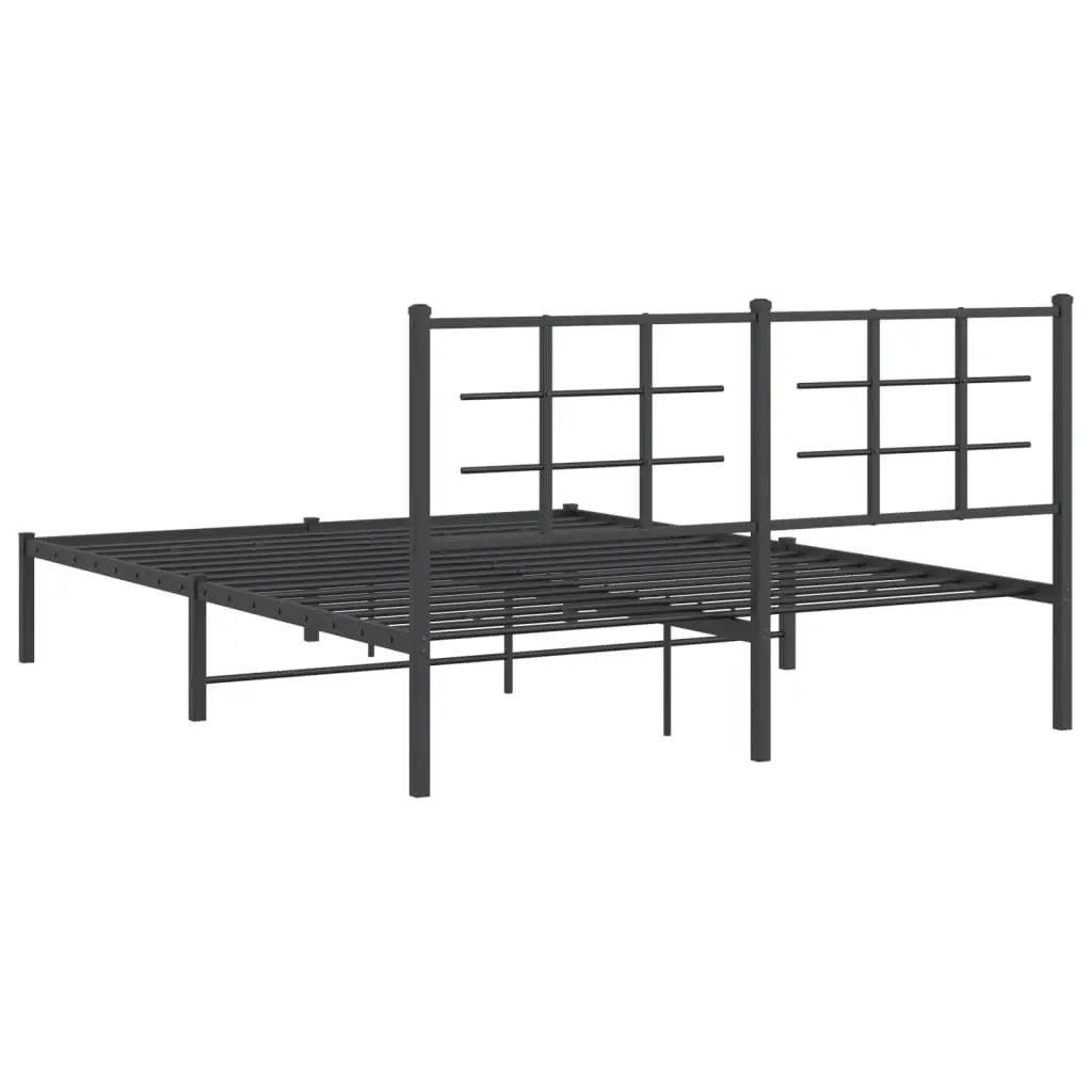 Black Metal Bed Frame with Headboard 150x200 cm