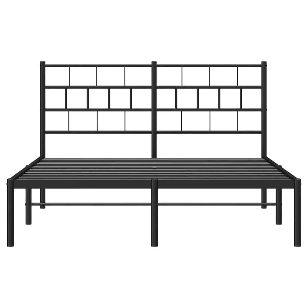 Black Steel Bed Frame 150x200 cm with Headboard
