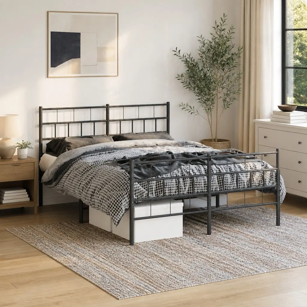 Metal Bed Frame 135x190 cm with Footboard