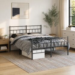 Elegant Metal Bed Frame 135x190 cm with Footboard