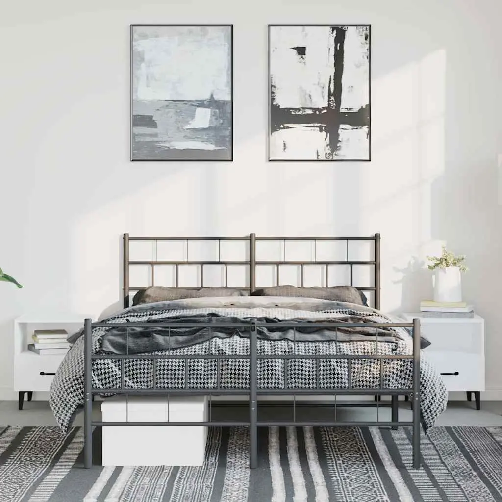 Metal Bed Frame 135x190 cm with Footboard