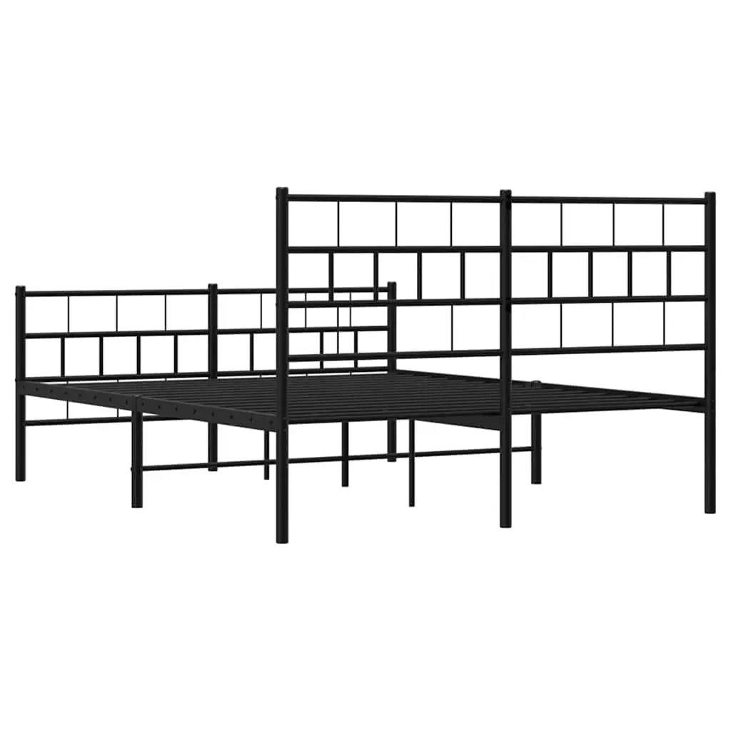 Black Metal Bed Frame 150x200 cm with Headboard