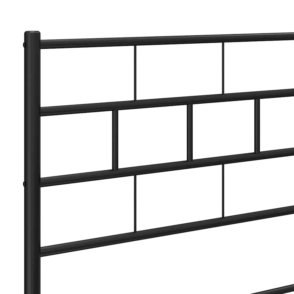 Black Metal Bed Frame 150x200 cm with Headboard