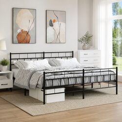 King Size Metal Bed Frame 183x203cm in Black