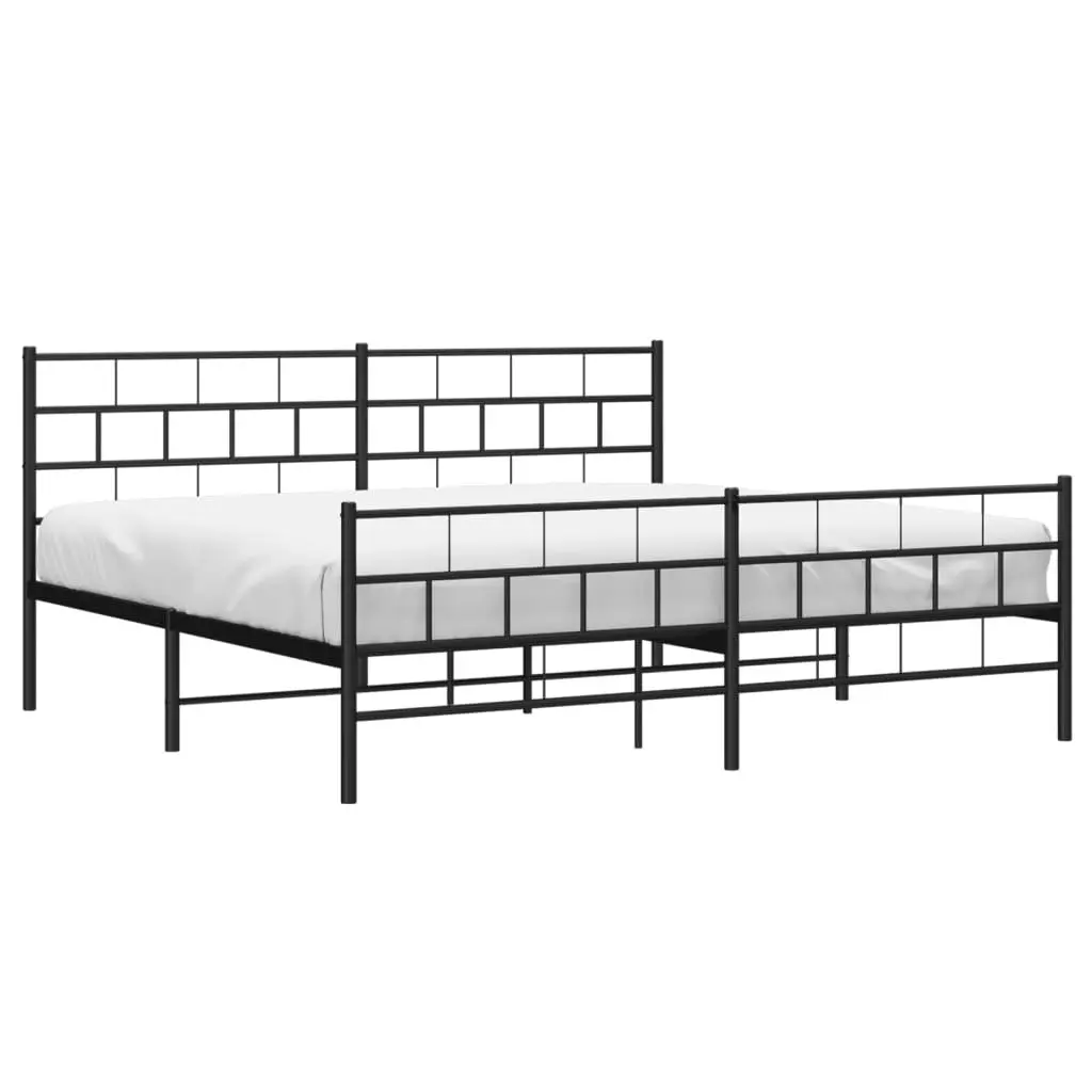 King Size Metal Bed Frame 183x203cm in Black