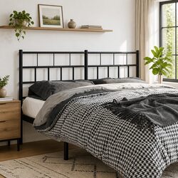 Stylish Black Metal Headboard 135 cm for Comfort
