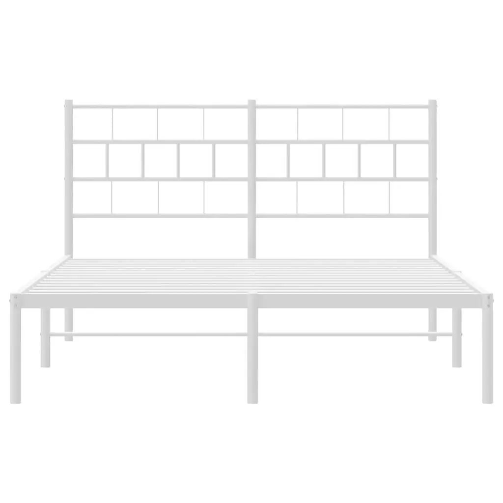 Metal Bed Frame White 150x200 cm Steel with Headboard