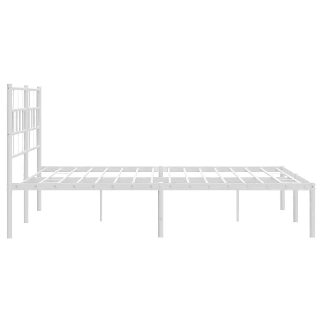 Metal Bed Frame White 150x200 cm Steel with Headboard