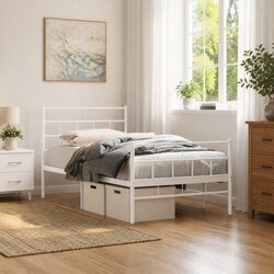 King Single Metal Bed Frame with White Footboard
