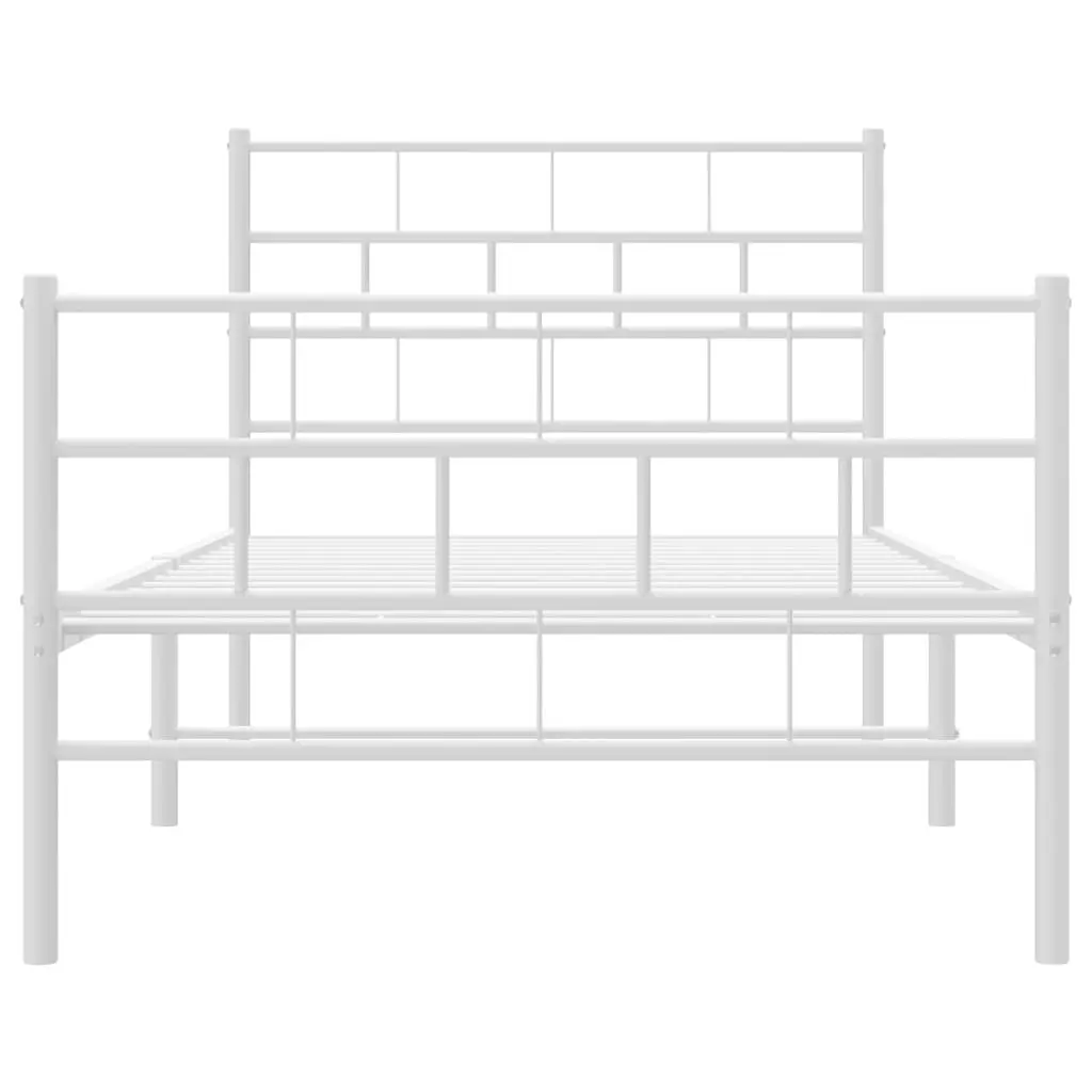 Metal Bed Frame King Single White Powder Coated Steel with Slatted Base and Headboard