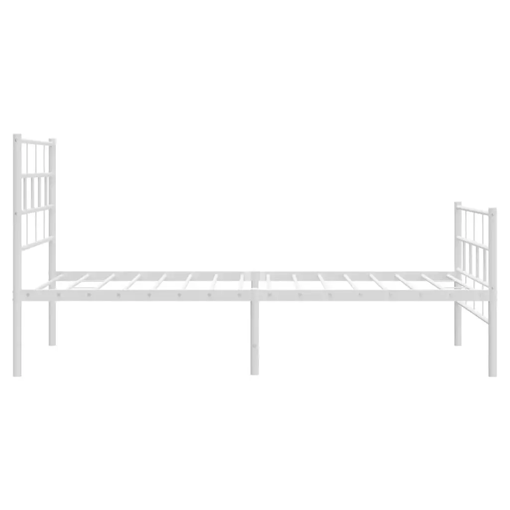 Metal Bed Frame King Single White Powder Coated Steel with Slatted Base and Headboard