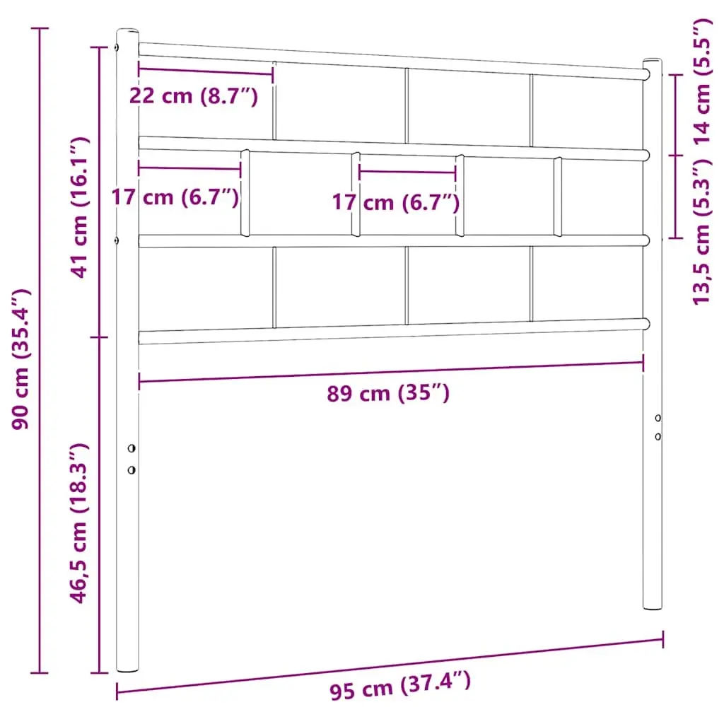Metal Headboard White 90cm Powder Coated Steel Frame Bed Support