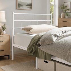 White Metal Headboard 107cm Bed Header for Cozy Spaces