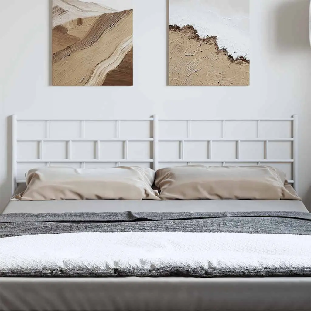 Metal Headboard White 180cm Powder-coated Steel Bed Frame Header