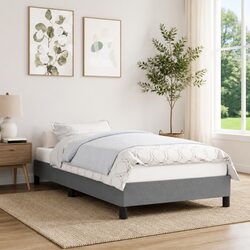 Grey Fabric Upholstered King Single Bed Frame