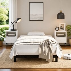 King Single Bed Frame in Black Fabric for Cozy Bedrooms