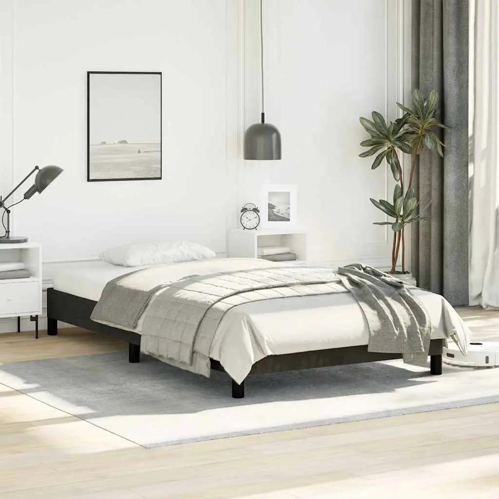 King Single Bed Frame Black Fabric Upholstered Platform Bedroom Furniture