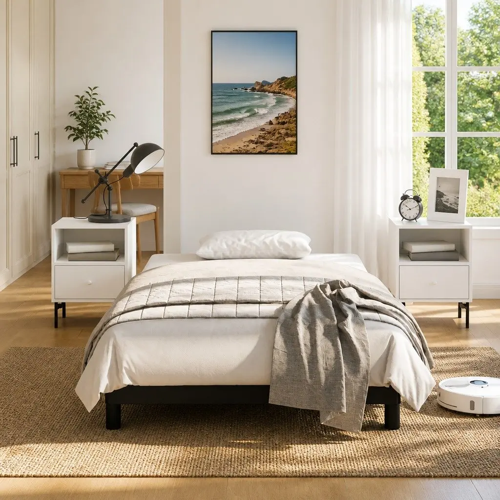 Black Faux Leather King Single Bed Frame