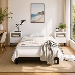 Velvet Upholstered King Single Bed Frame in Black