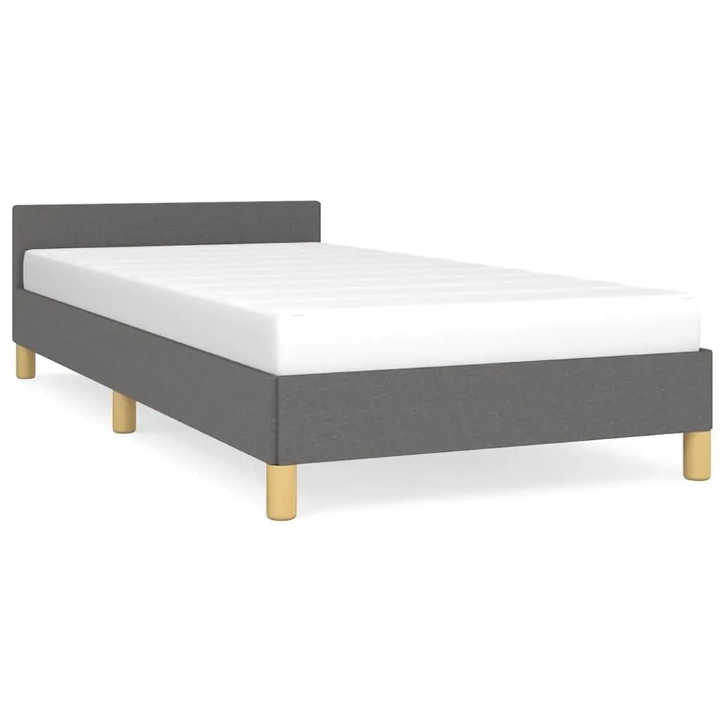 King Single Grey Fabric Bed Frame with Headboard