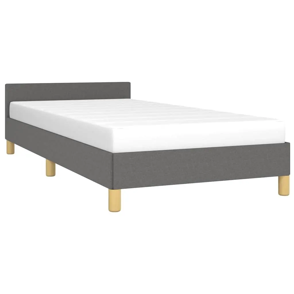 King Single Grey Fabric Bed Frame with Headboard