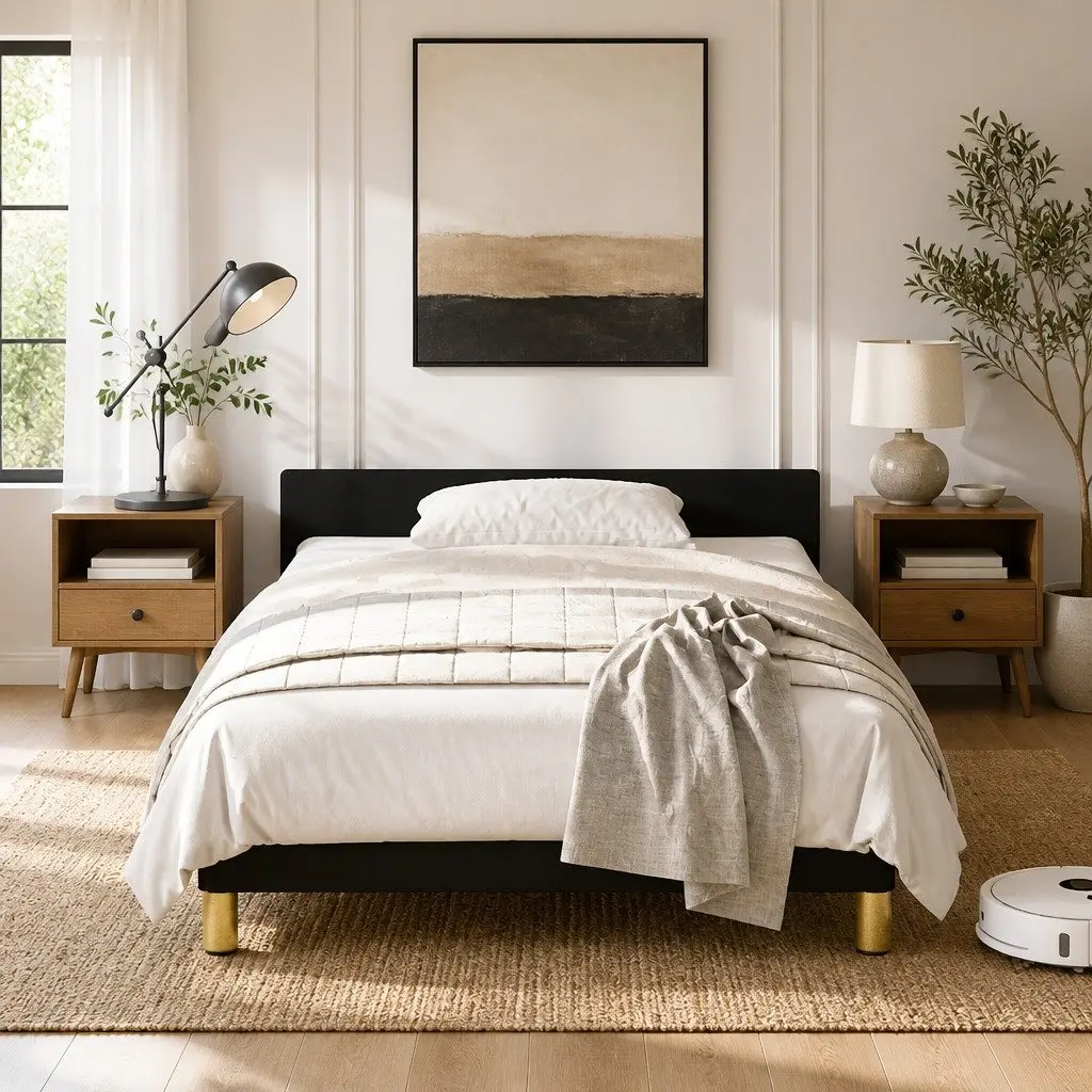 King Single Bed Frame in Black Fabric