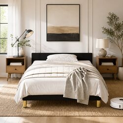 Comfortable King Single Bed Frame in Black Fabric