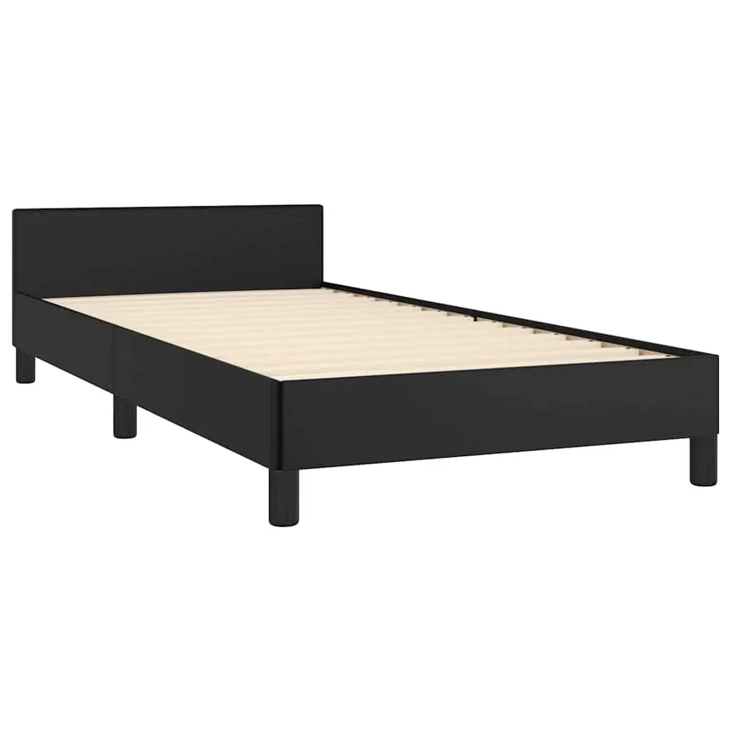 Black Faux Leather King Single Bed Frame with Headboard