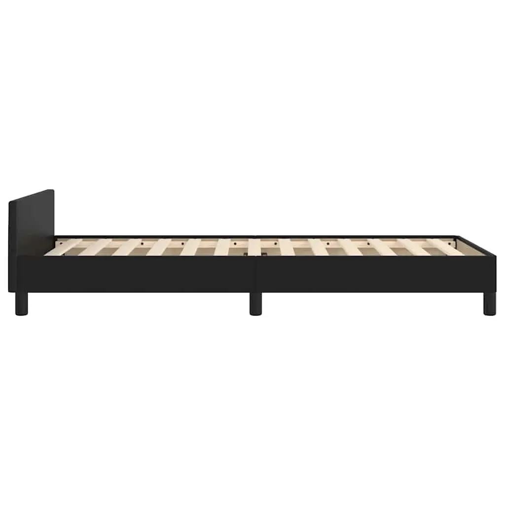 Black Faux Leather King Single Bed Frame with Headboard