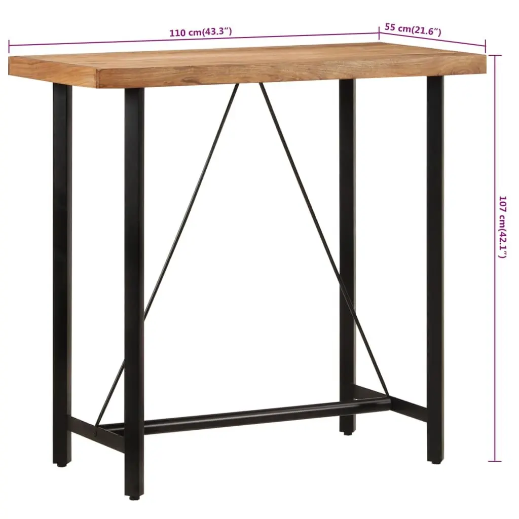 Solid Acacia Wood Bar Table 110x55x107 cm Brown