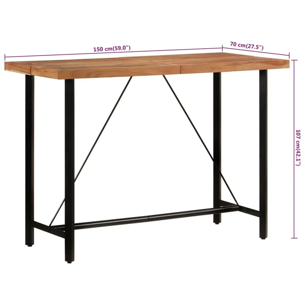 Solid Acacia Wood Bar Table with Iron Frame