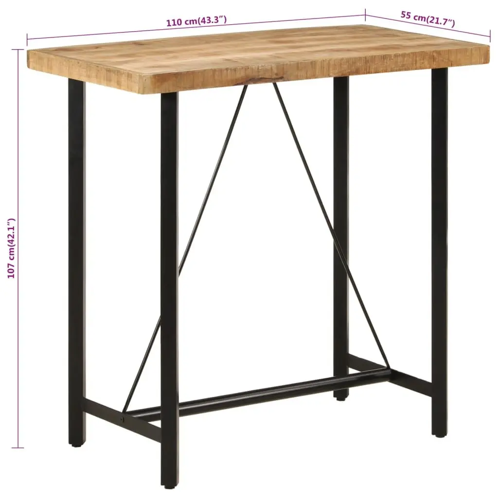 Solid Mango Wood Bar Table 110x55x107 cm