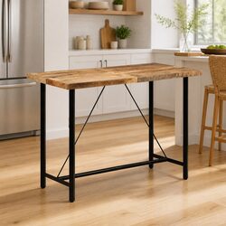 Solid Mango Wood Bar Table with Iron Frame 150x70x107 cm