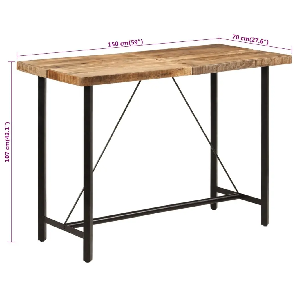 Mango Wood Bar Table with Iron Frame 150x70x107 cm for Kitchen Dining and Bistro