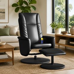 Black Massage Recliner Chair with Footstool and Swivel