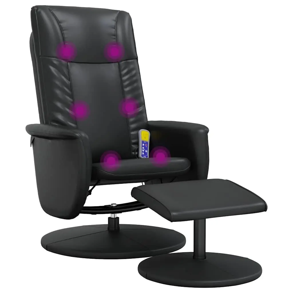 Black Massage Recliner Chair with Footstool and Swivel