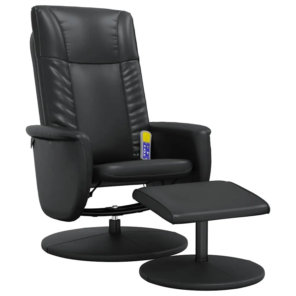 Black Massage Recliner Chair with Footstool and Swivel